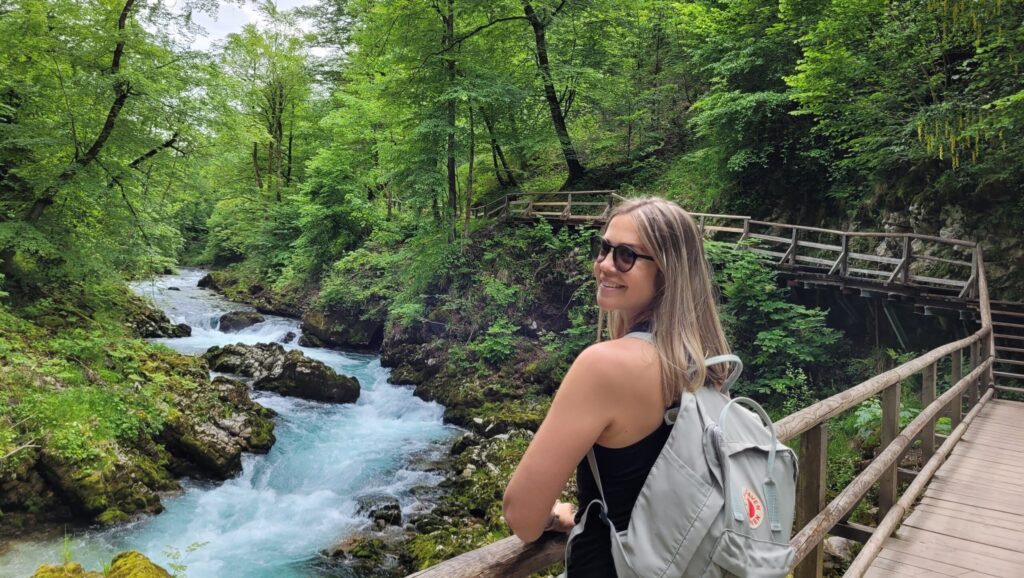 woman outside hiking in forrest 