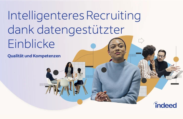 Titelseite des Berichts mit dem Titel „Intelligenteres Recruiting dank datengestützter Einblicke“ und dem Untertitel „Ausgabe zu Qualität und Kompetenzen“