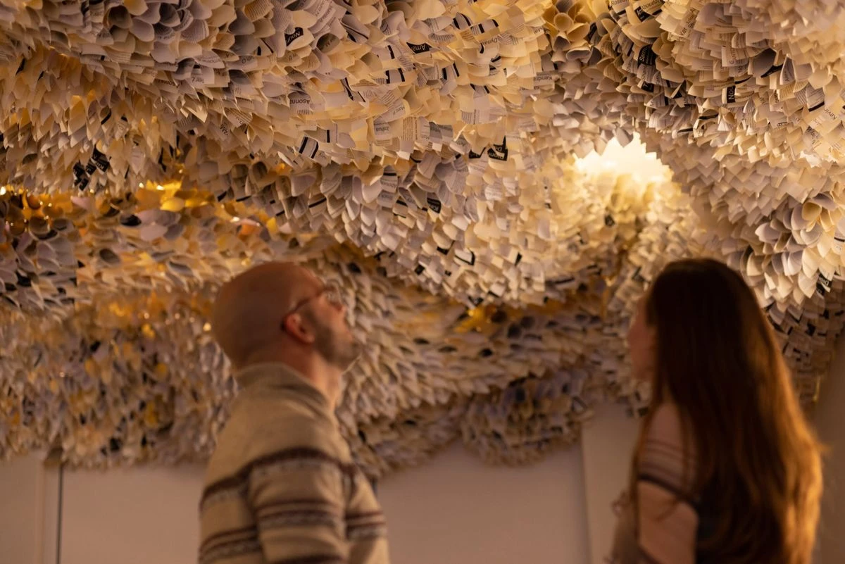 Close up of two individuals looking at the
