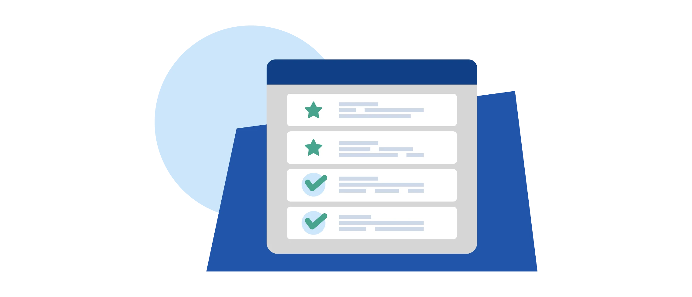 Illustration of a stared and checked items on a list