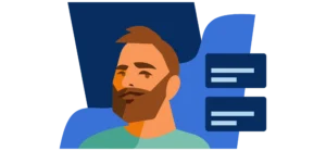 Illustration of a job seeker standing beside a large checklist on a mobile phone screen, reviewing items to make sure a job post is clear and complete