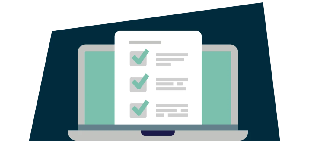An illustration of laptop screen with a check marked list