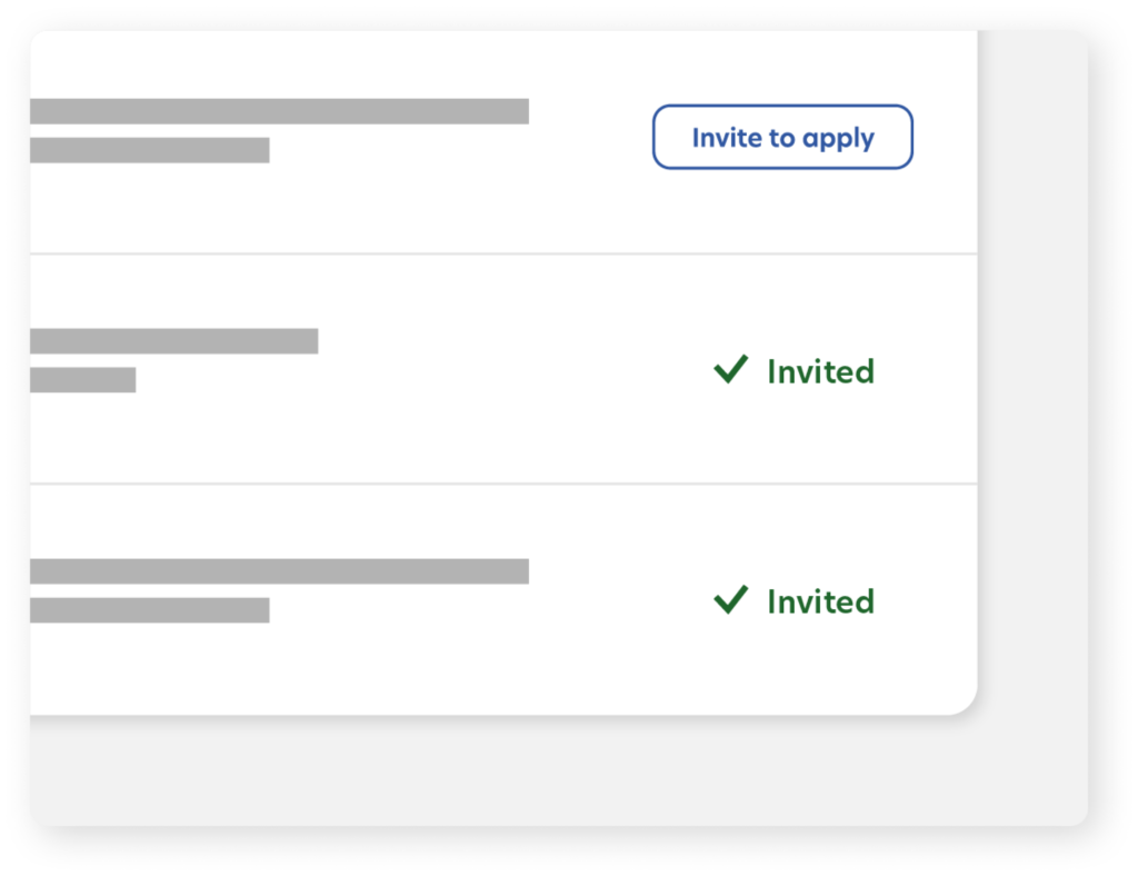 Illustration of Matched Candidates with an “Invited” checkmark showing that they’ve been invited to apply