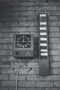 An employee timecard machine