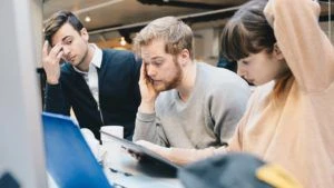 Group of frustrated coworkers