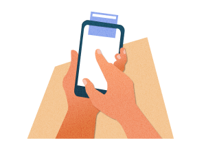 illustration of person tapping phone screen