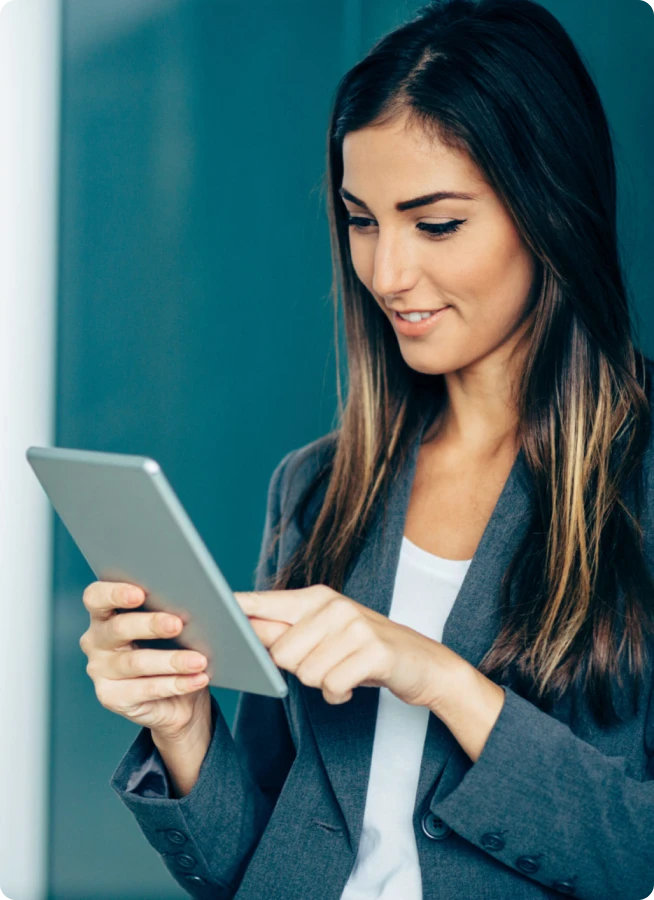Woman checking her iPad