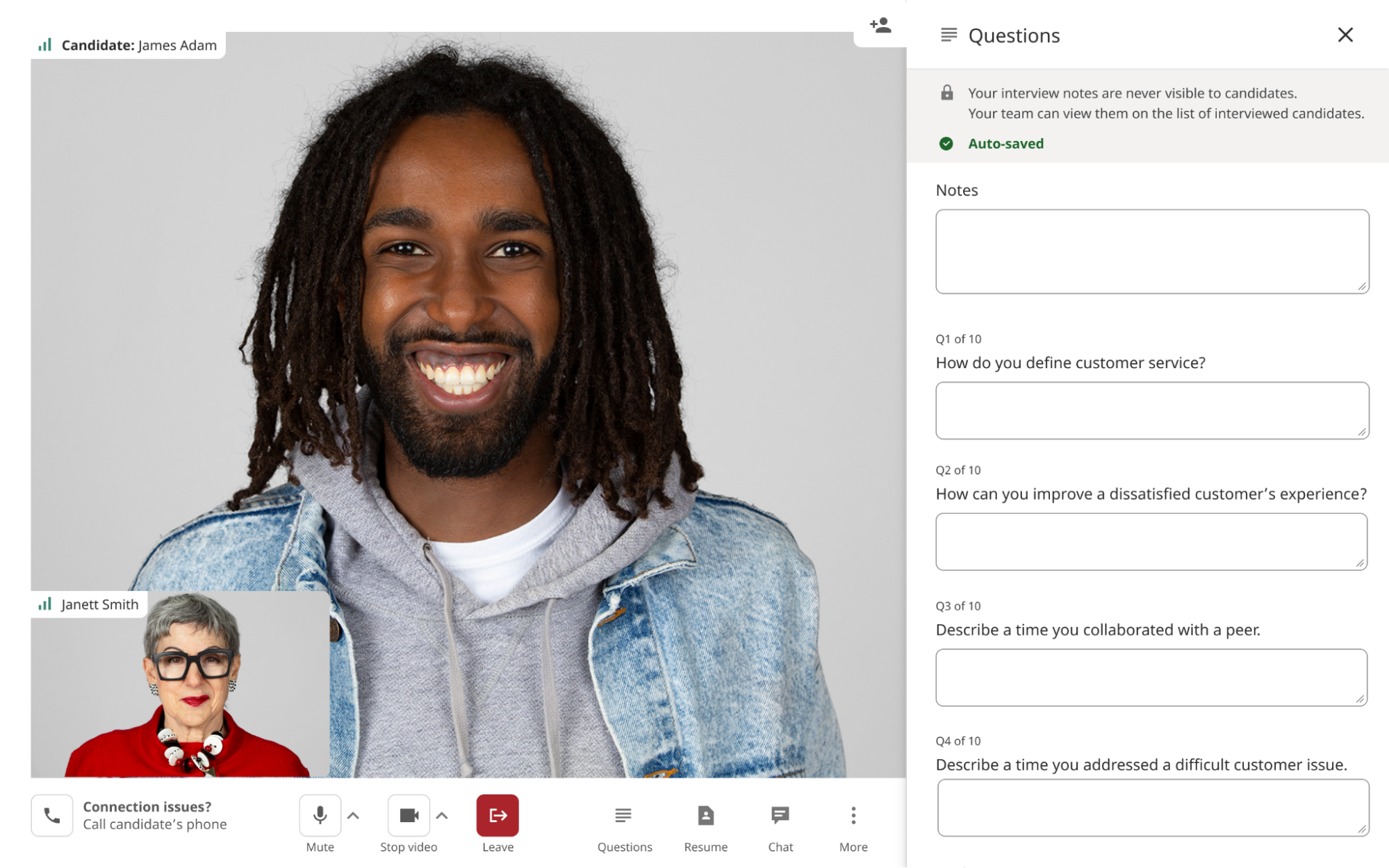screenshot of structured interview feature in the indeed employer dashboard