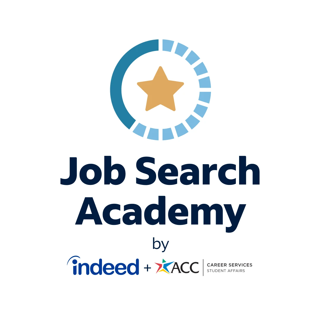 Job Search Academy by Indeed & Austin Community College logo lockup
