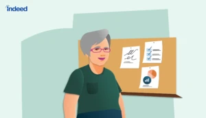 An employee training another employee at work