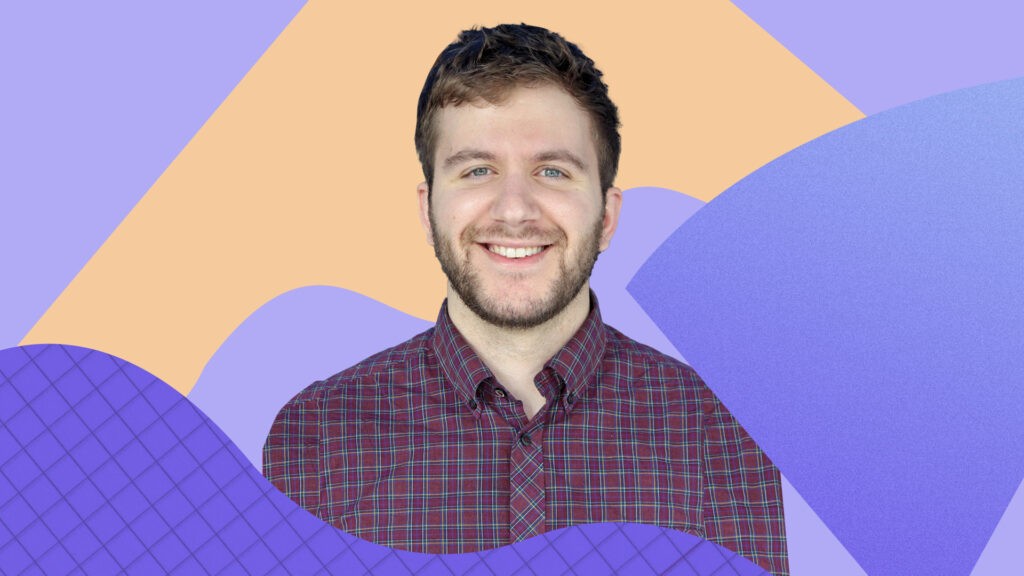 Portrait of Brendon Bernard, Senior Economist at Indeed Hiring Lab, set against a vibrant and colorful background.