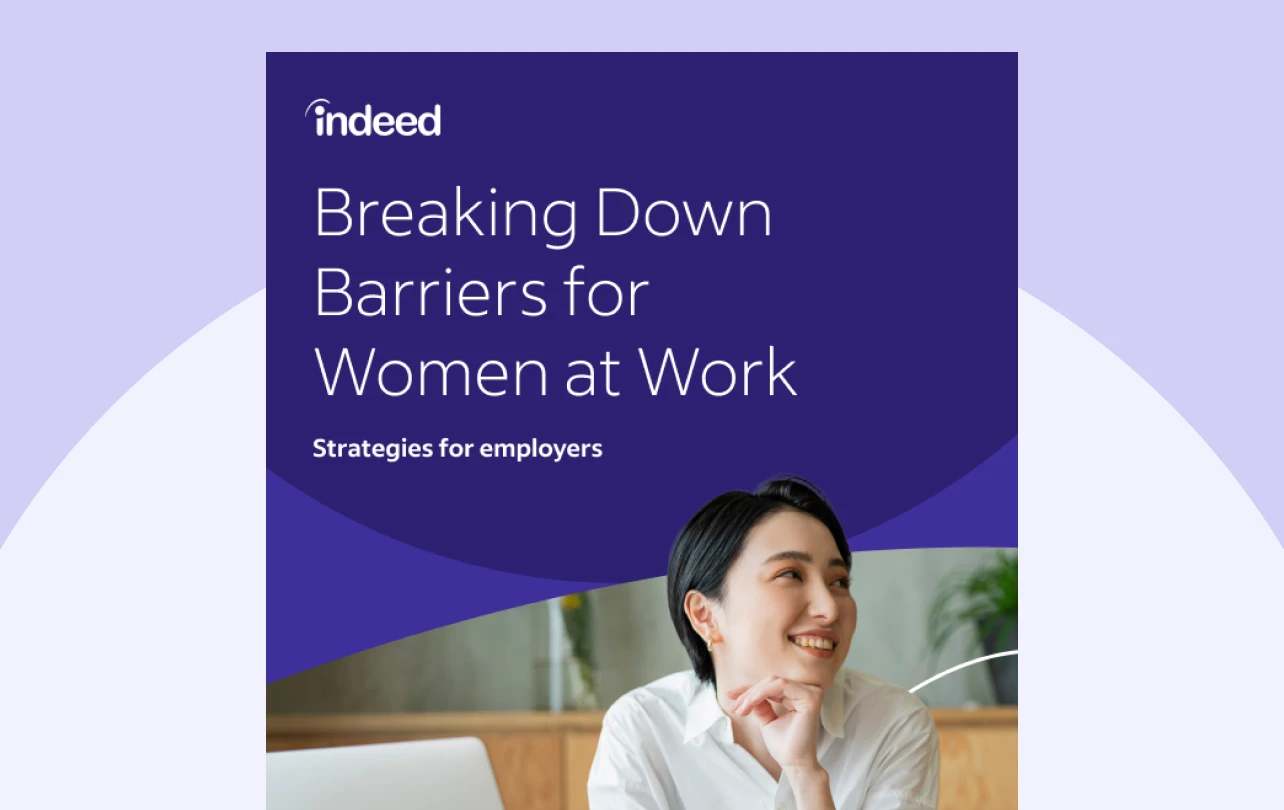 Cover of report showing title “Breaking Down Barriers for Women at Work” and subtitle “Strategies for employers”