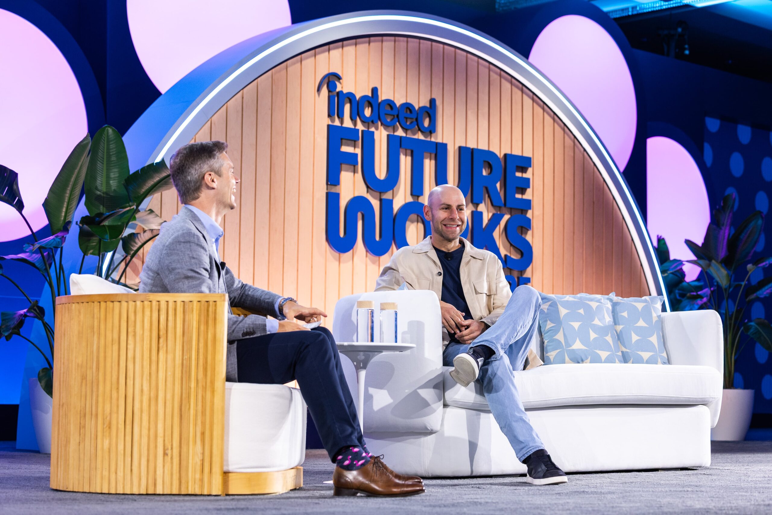A title card with the name of the Indeed FutureWorks 2025 session featured in this story: The Tension of Transformation: Navigating Culture in a Changing World