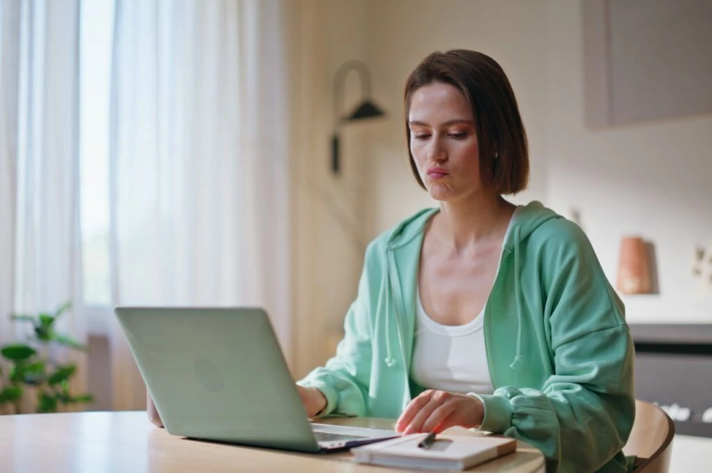 woman working from home on laptop