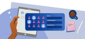 Person using tablet to sort and score different candidates