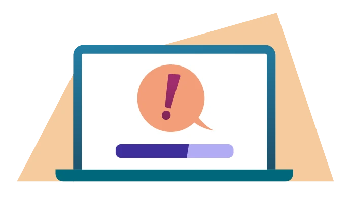 Illustration of an alert icon on a laptop screen