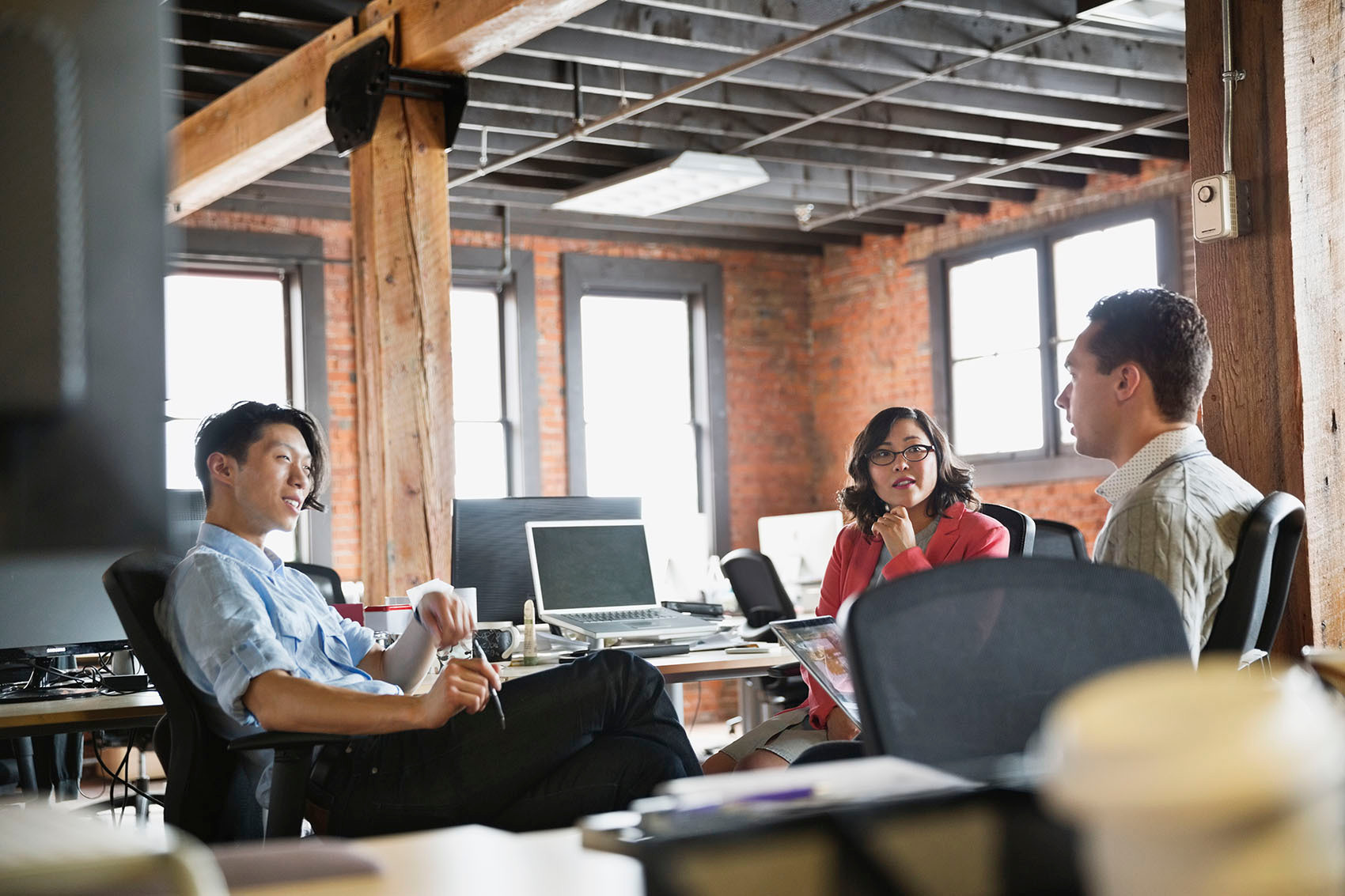 People collaborating in an office space