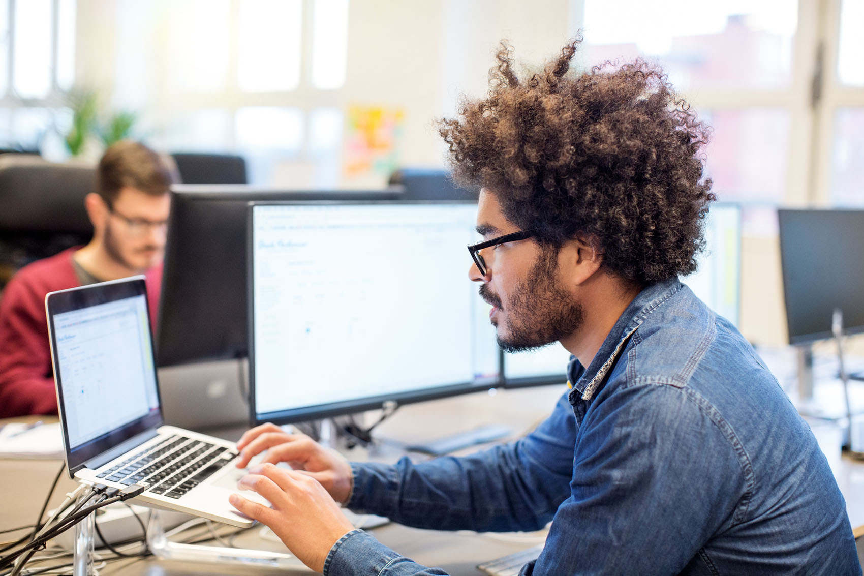 Man looking at computer screen