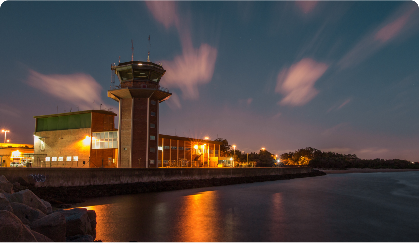 Air traffice control tower at airport