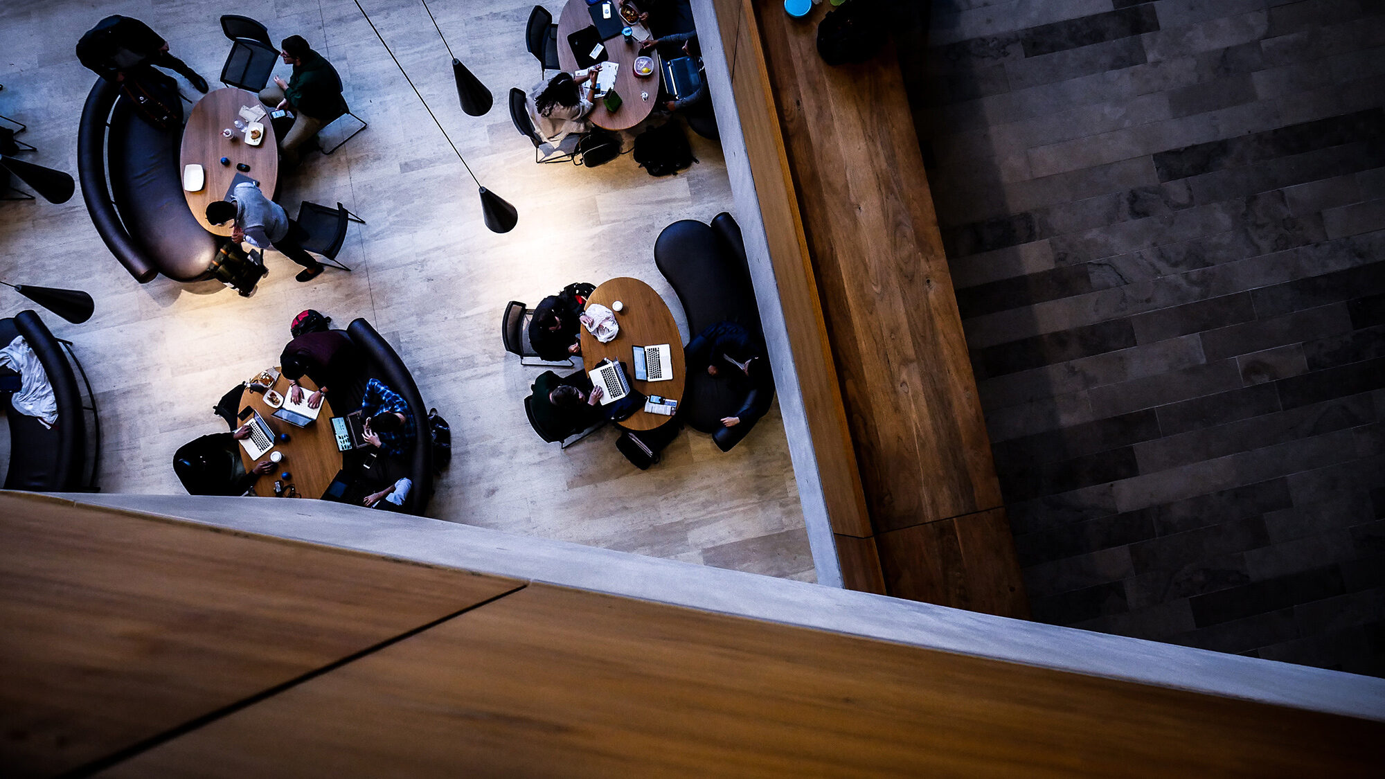 Aerial view of a workspace
