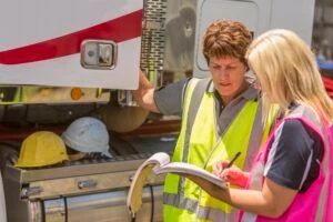 Women Working in the Transport Industry Wearing Hi-Vis Clothes