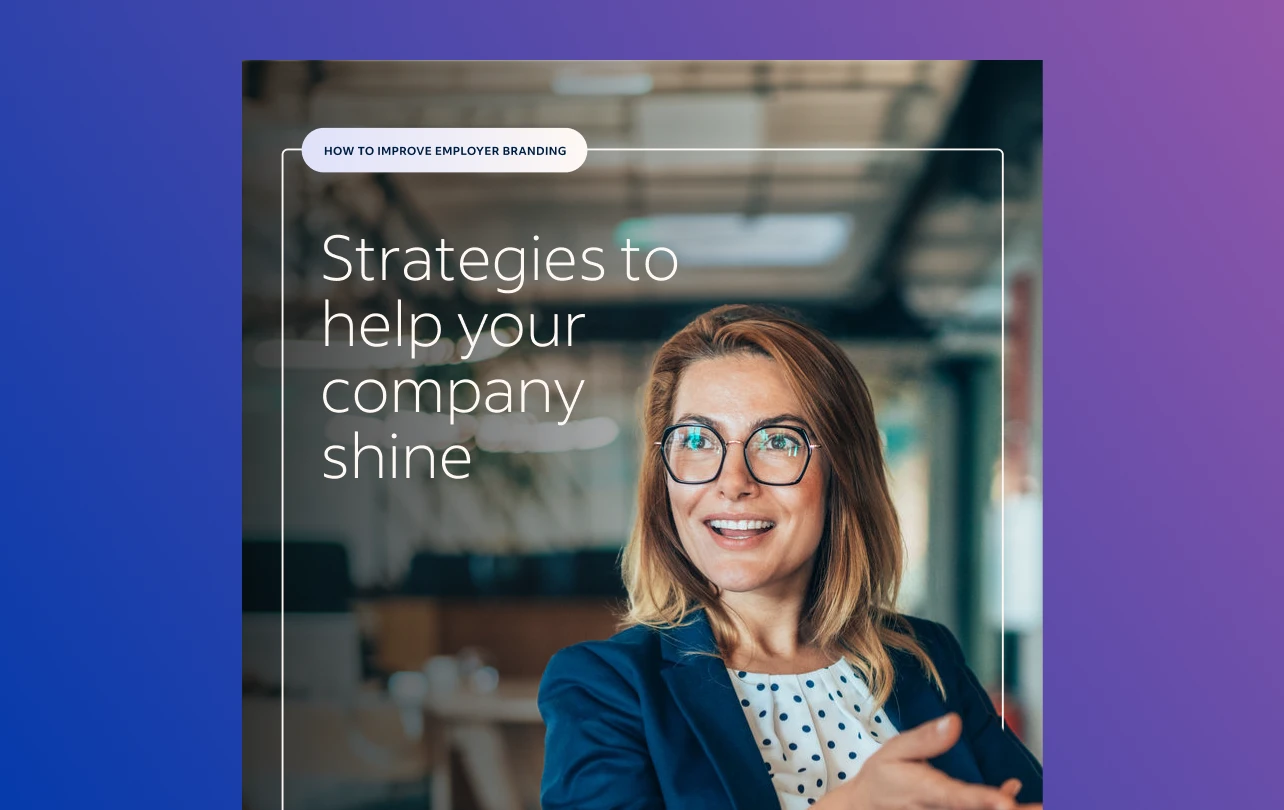Cover of report showing title “How to improve employer branding” and subtitle “Strategies to help your company shine”