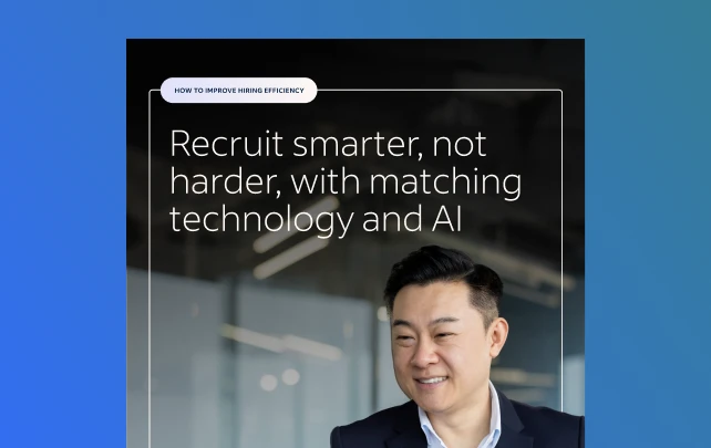 Cover of report showing title “How to improve hiring efficiency” and subtitle “Recruit smarter, not harder, with matching technology and AI”