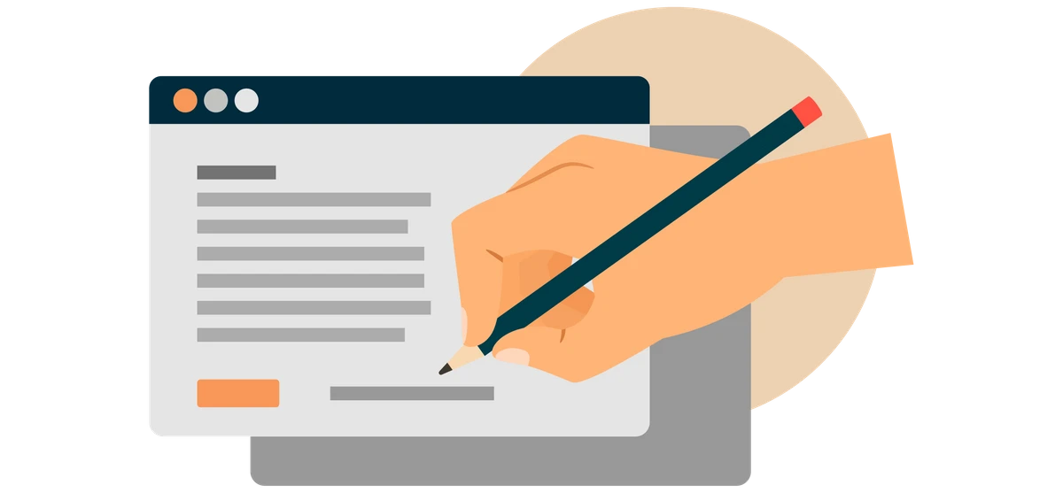 Hand schreibt mit einem Stift auf einem digitalen Formular auf einem Bildschirm, Symbolbild für das Verfassen klarer Stellenbeschreibungen
