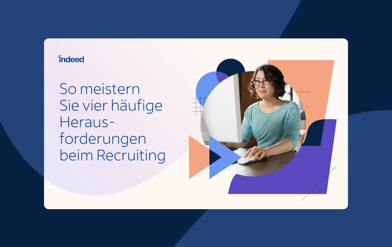 Vorschaubild des Leitfadens mit dem Titel: „So meistern Sie vier häufige Herausforderungen beim Recruiting“ 