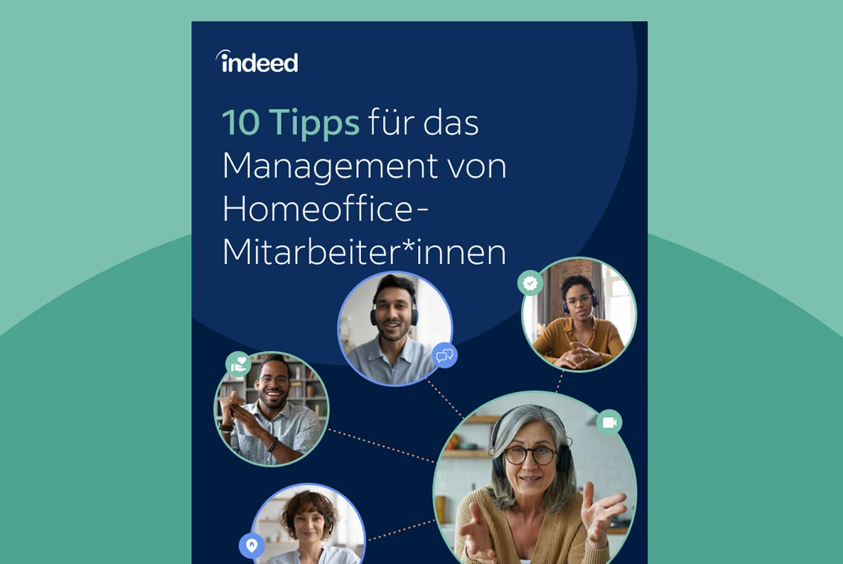 Titelseite des Berichts mit dem Titel „10&nbsp;Tipps zum Managen von Mitarbeiter*innen im Homeoffice“