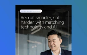 Cover of report showing title 'How to improve recruitment efficiency' and subtitle 'Recruit smarter, not harder, with matching technology and AI'