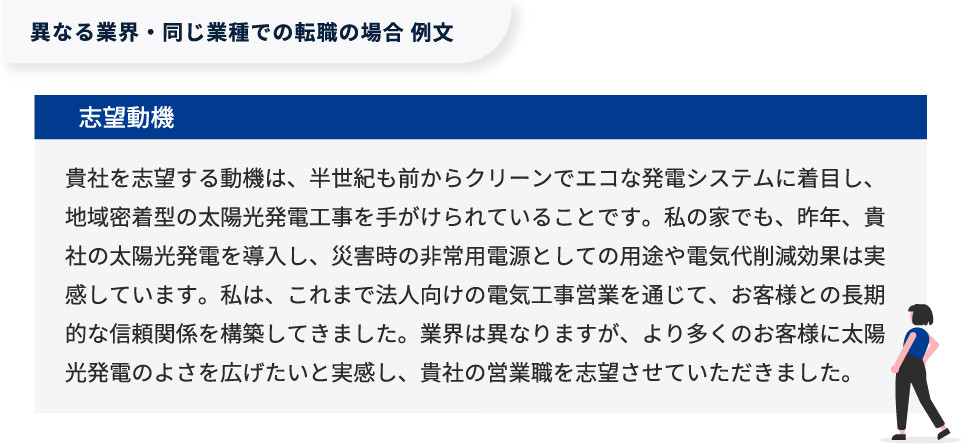 【図版】異なる業界・同じ業種での転職の場合例文