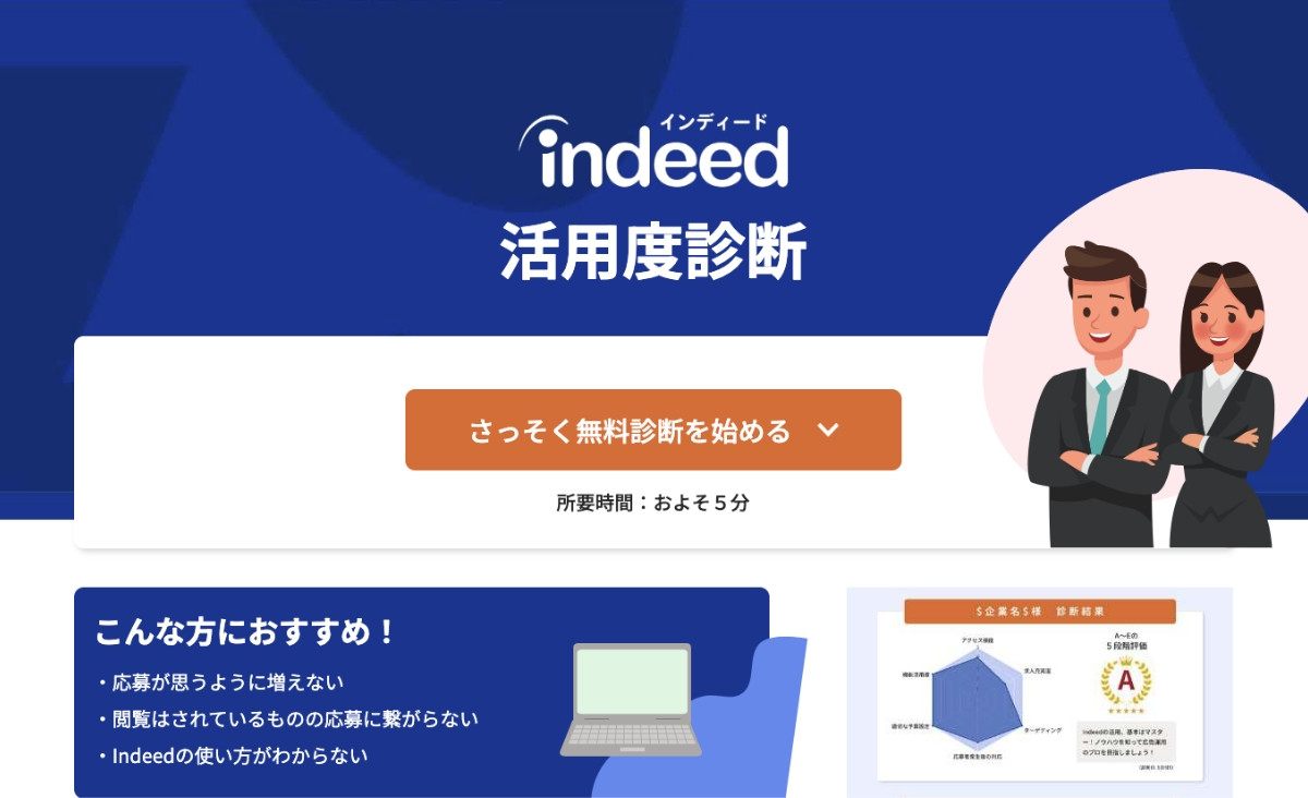 【参考画面】Indeed活用度診断ページ