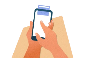illustration of jobseeker pressing on phone