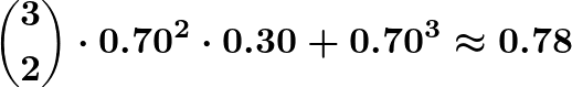 probability the mode of three runs is correct approx 0.78