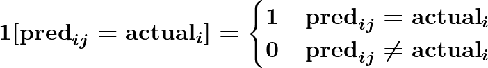 indicator of correct prediction