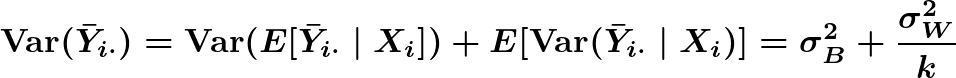 law of total variance for the cluster mean