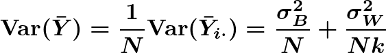 variance of the grand mean