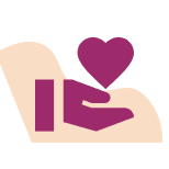 Icon of a hand holding a heart shape symbolizing feeling a sense of inclusion at work.