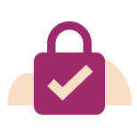 Icon of a closed padlock with a checkmark symbolizing feeling trust at work.