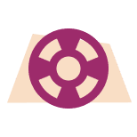 Icon of a round life-preserver symbolizing feeling supported at work.