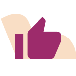 Icon of a hand showing a thumbs up symbolizing satisfaction at work.