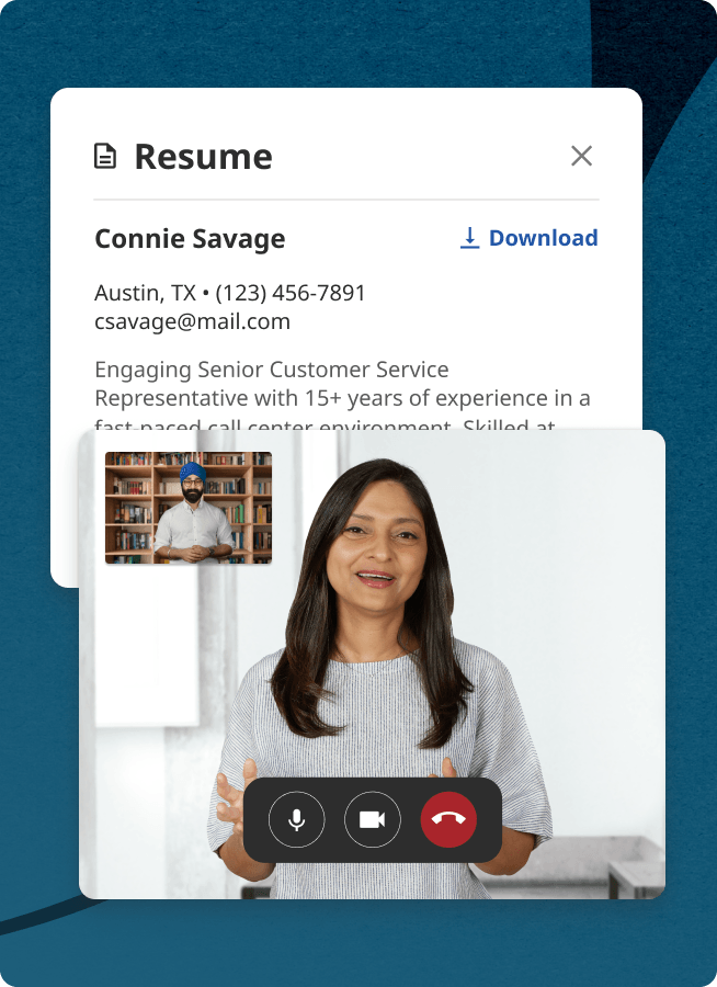 A product representation of Indeed's Hiring Platform's interview room