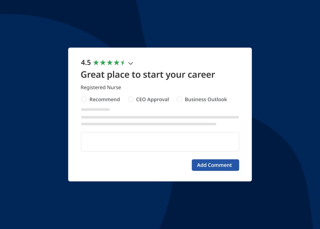 Product screen showing a review of a company