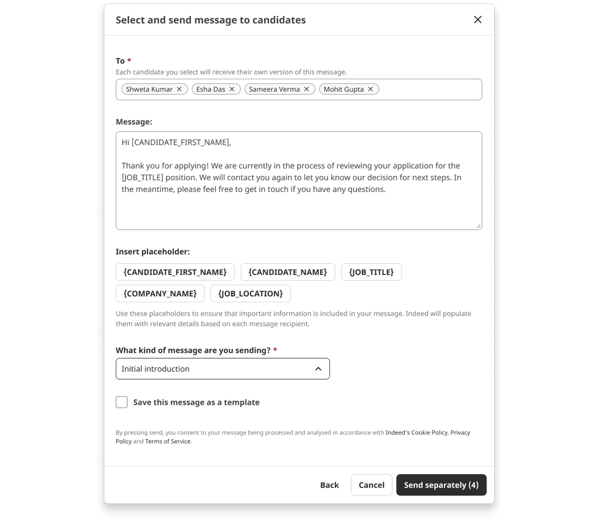 Example of a sample message