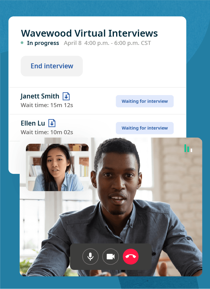 On interview day, employers join Indeed Interview and can review candidate resumes prior to the virtual interview.