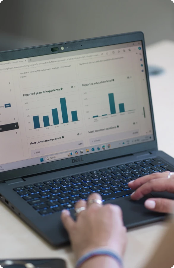 A computer monitor showing data graphs