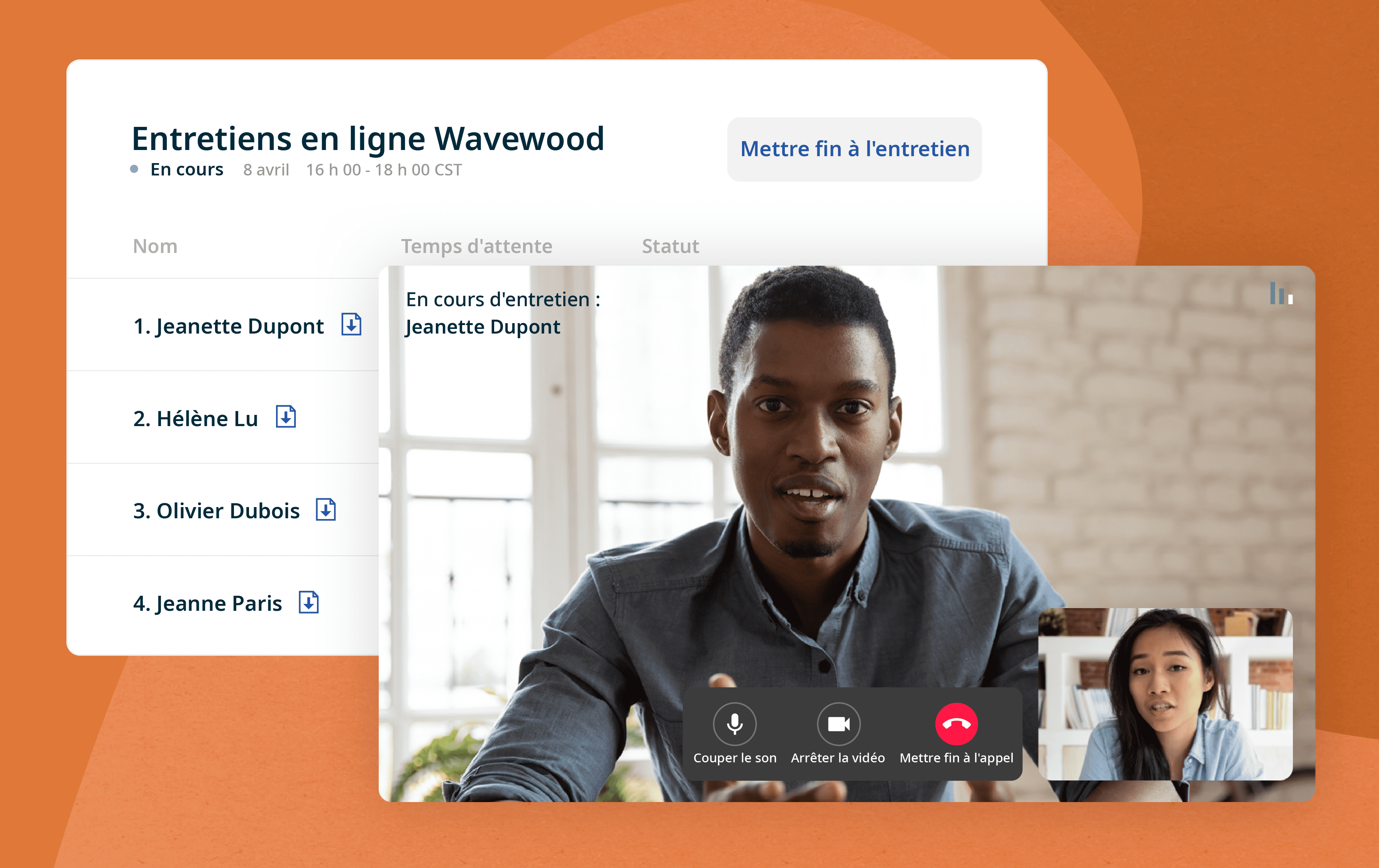 Le jour de l'entretien, les employeurs peuvent se connecter à Indeed Visio et passer en revue les CV des candidats avant l'entretien virtuel.