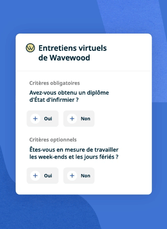 Les candidats peuvent consulter les informations sur une offre d'emploi, répondre aux questions de présélection et planifier un entretien s'ils correspondent aux critères de recrutement.