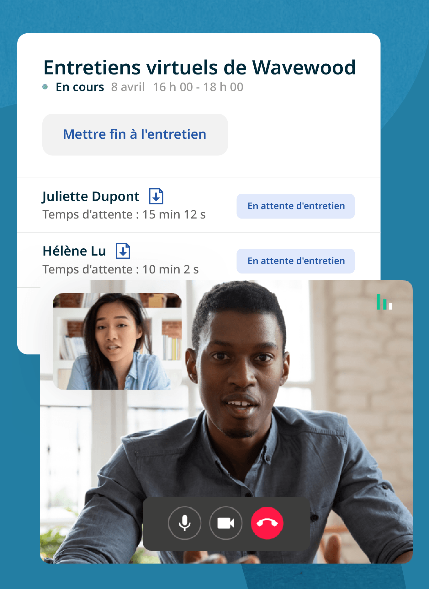 Le jour de l'entretien, les employeurs peuvent se connecter à Indeed Visio et passer en revue les CV des candidats avant l'entretien virtuel.